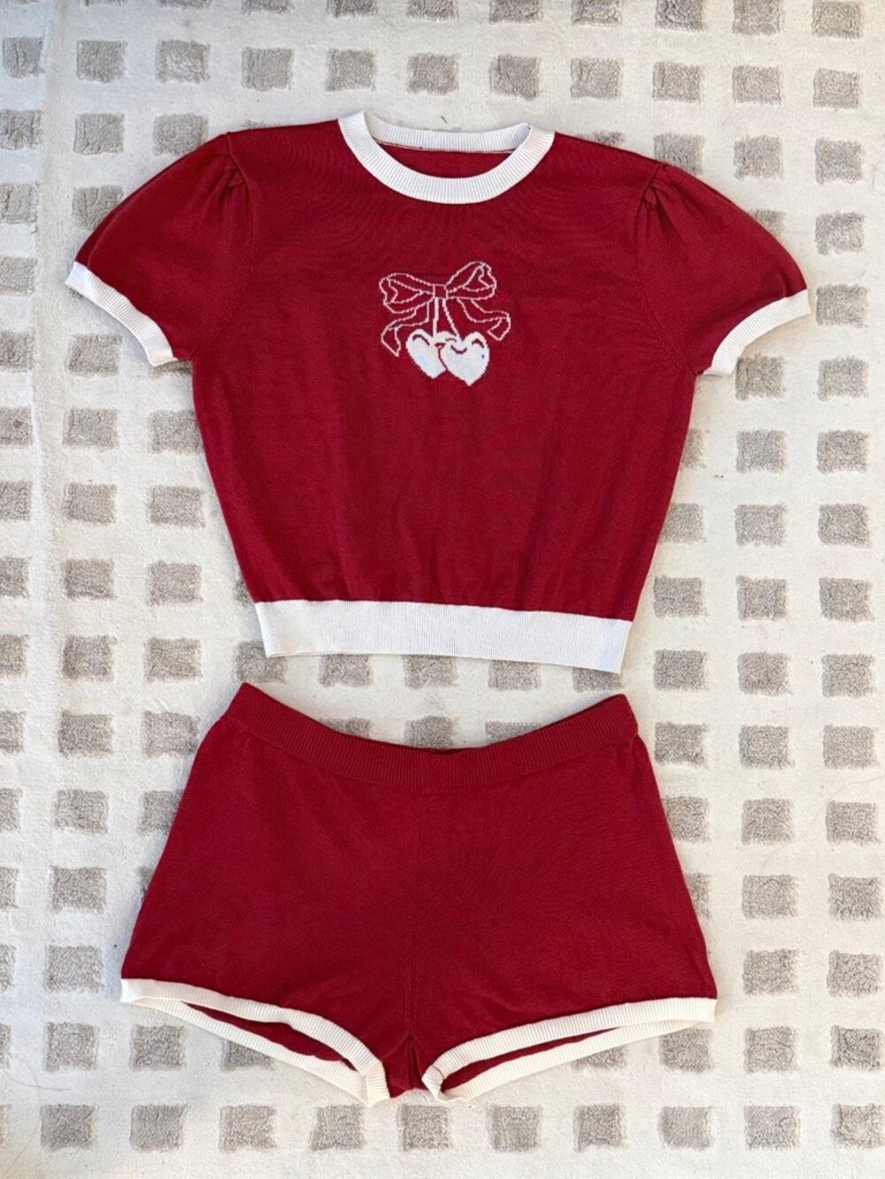 Red Knit Matching Set